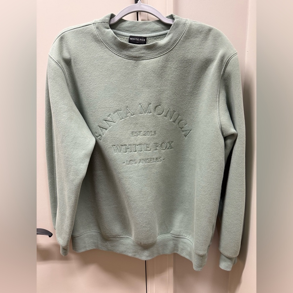 White Fox Green Sweatshirt